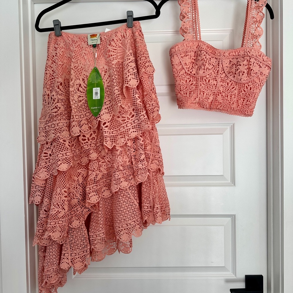 FARM Rio Guipire Pink Lace set